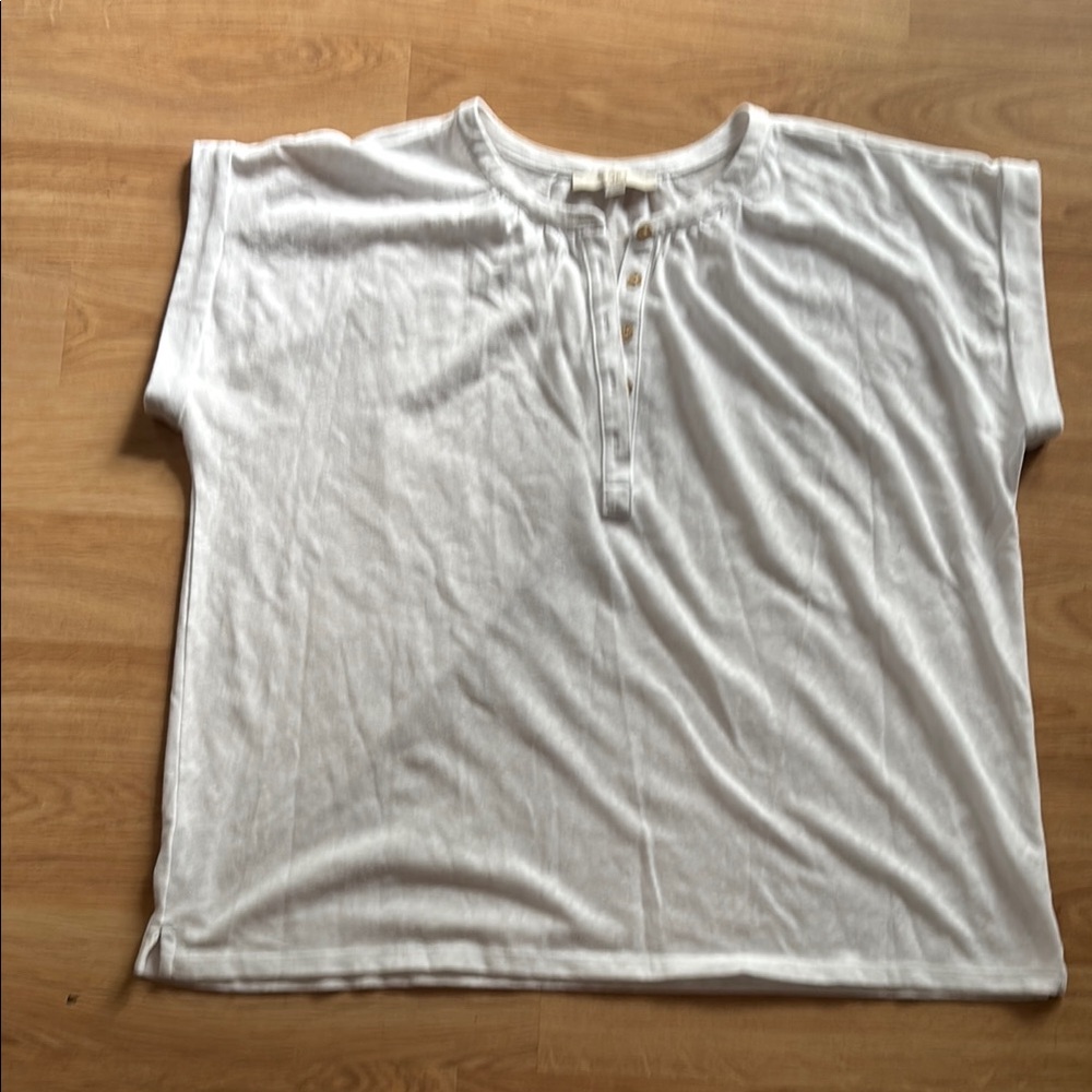 LOFT White Polo Dolman Sleeve Tee